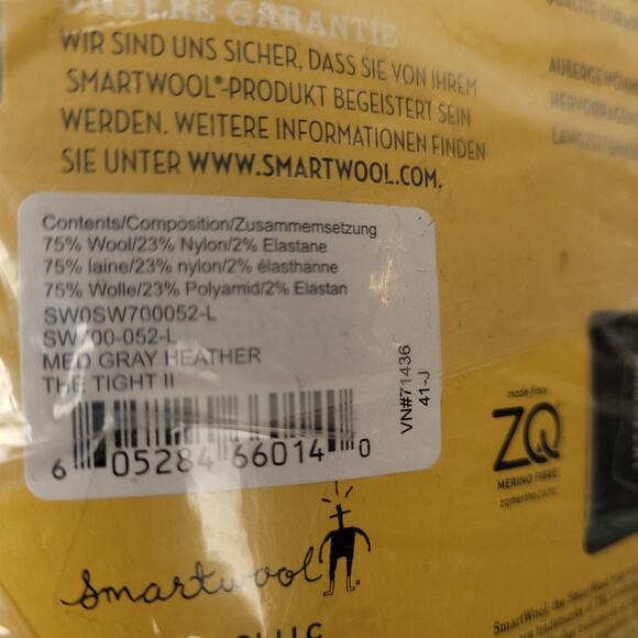 Smartwool Womens The Tight II Wool Base Layer Sz L Gray Heather SW0SW700052 NEW - Picture 3 of 4